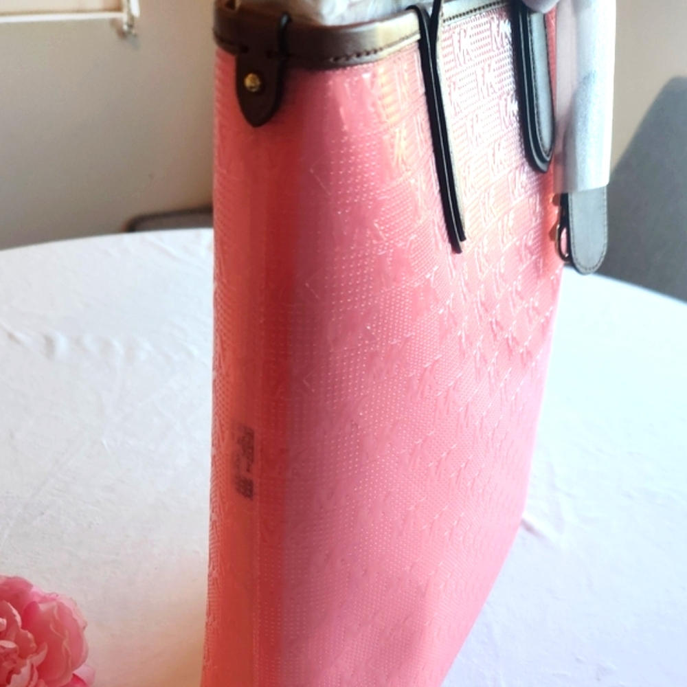 🏷️MK Eliza Large NS Tote Bag with Pouch Clear Geranium PINK - Picture 4 of 11